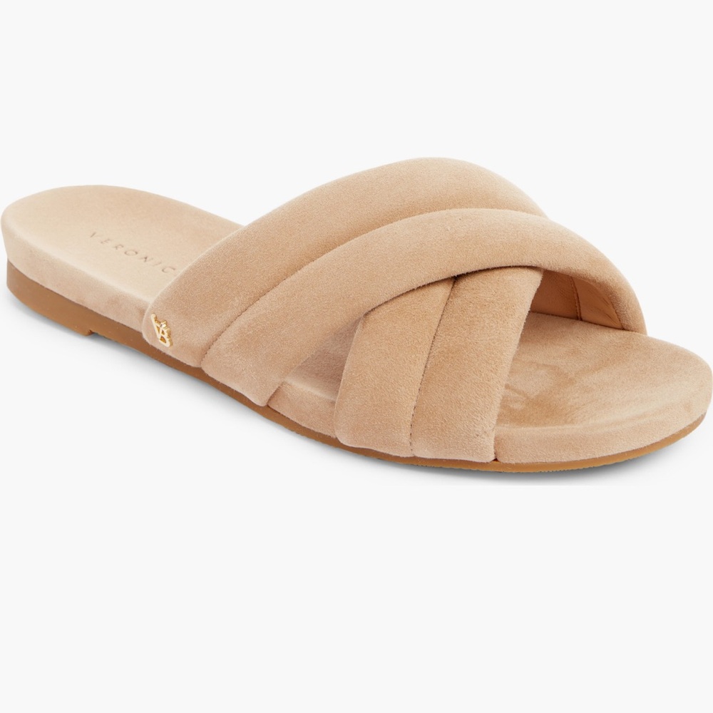 Veronica Beard Slide Sandal Elise Suede Tan Women's 6.5
